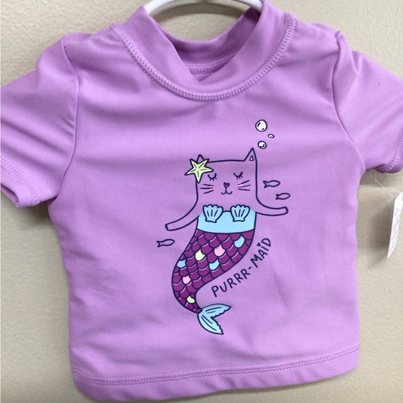 NWOT Carters Size 6 Months Baby Girl 2 PC Swimwear “PURRR-MAID” Lavender/ Blue - Picture 5 of 13